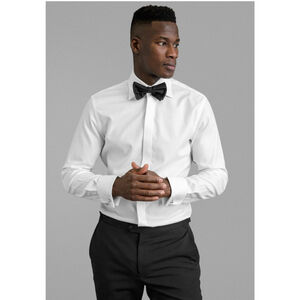 White Cotton French Cuff Tuxedo Shirt Plain Front 3X Laydown 19 19.5 neck 34/35